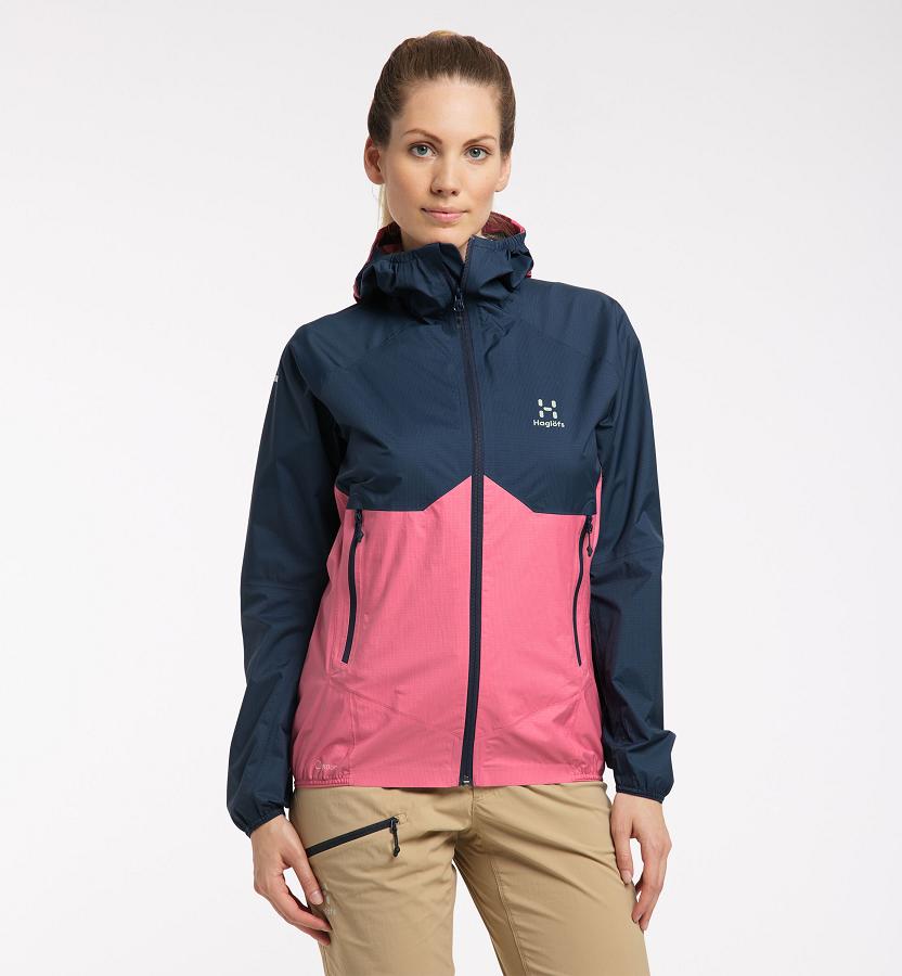 Haglöfs L.I.M Proof Hiking Jacket Dark Blue/Pink For Womens MFDZJ3215 Australia